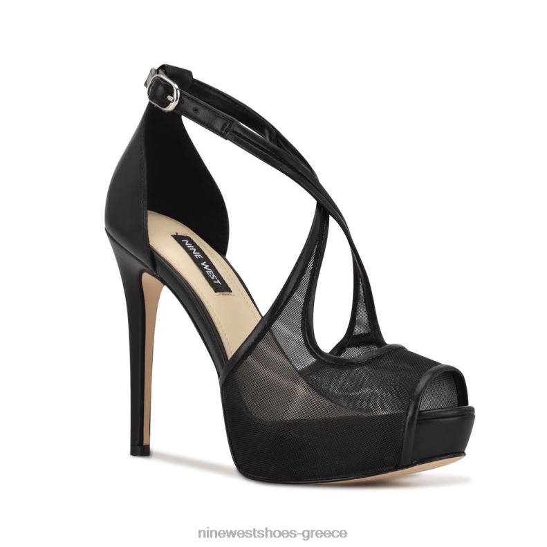 Nine West αντλίες πλατφόρμας hanya peep toe 2JJ4N1456 μαύρο πλέγμα