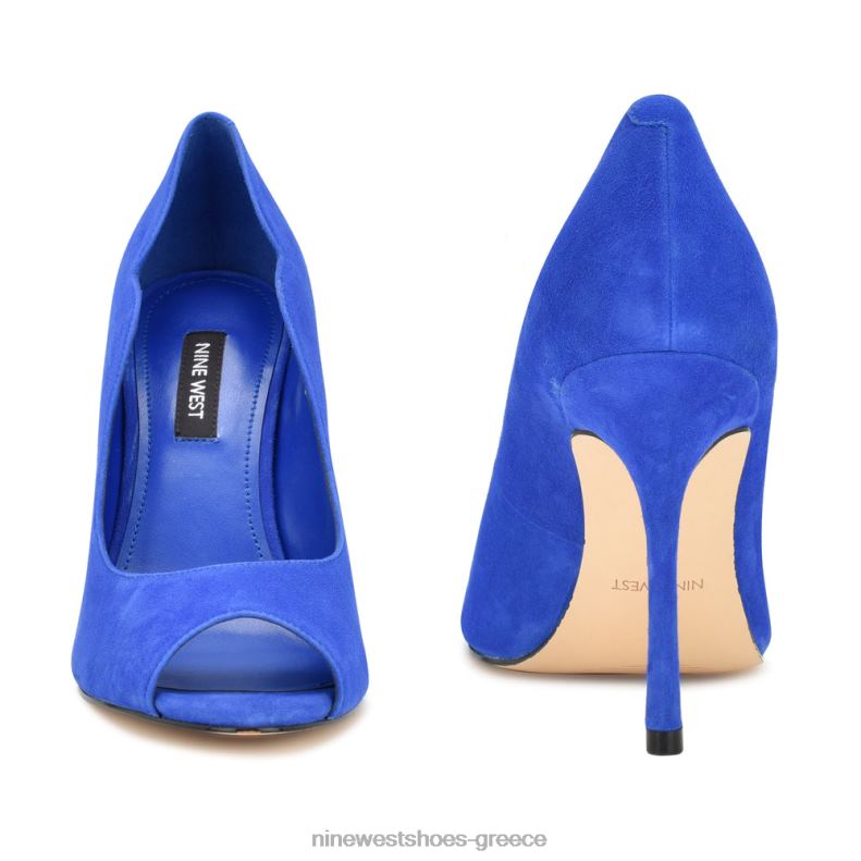 Nine West kelyan peep toe αντλίες 2JJ4N899 μεσαίο μπλε σουέτ