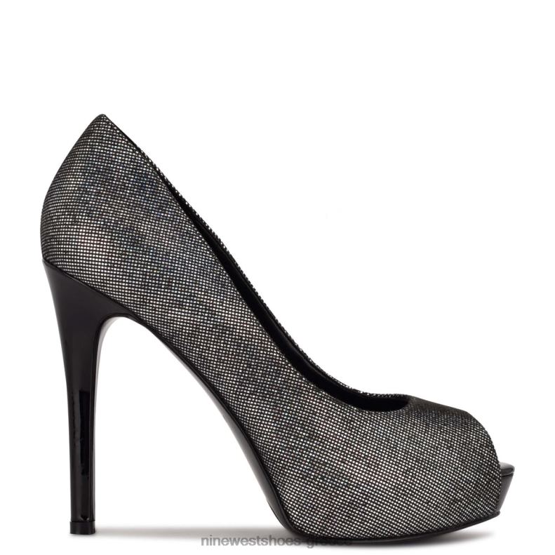 Nine West αντλίες peep toe πλατφόρμας hehr 2JJ4N1825 ασημί/μαύρο ολογραφικό - Κάντε κλικ στην εικόνα για κλείσιμο