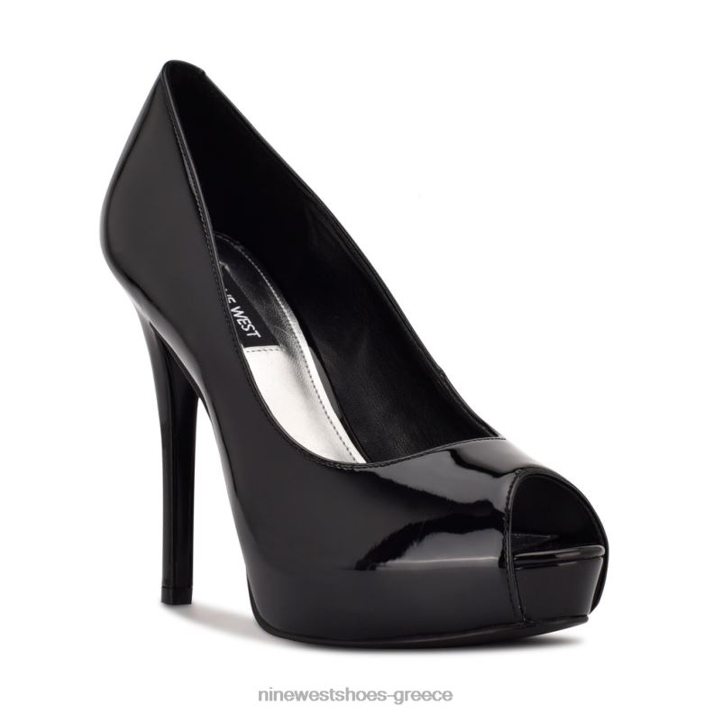 Nine West αντλίες peep toe πλατφόρμας hehr 2JJ4N1826 μαύρη πατέντα