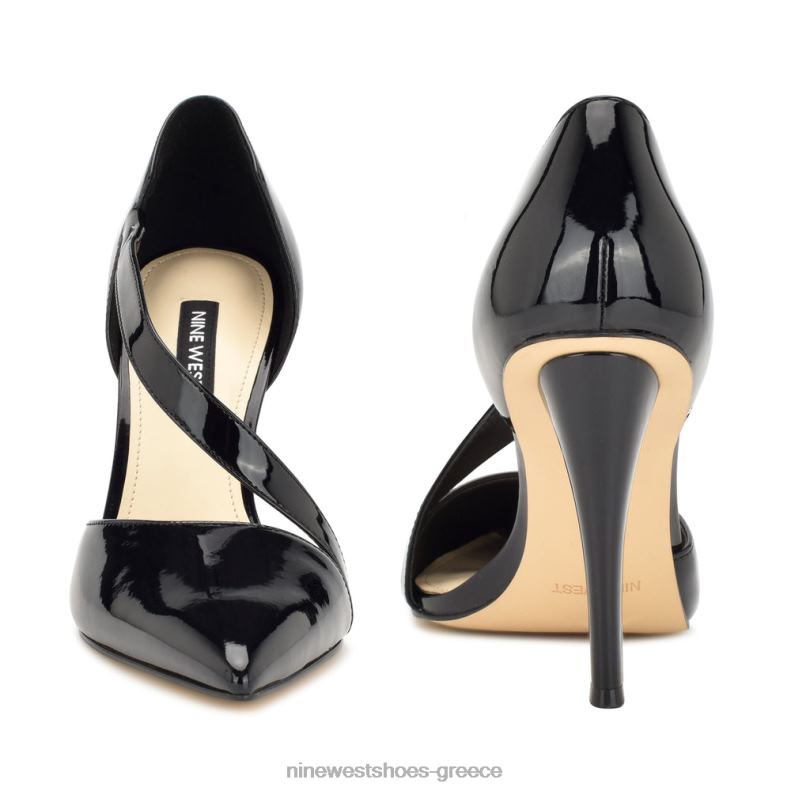 Nine West ιπτάμενες μυτερές αντλίες δακτύλων 2JJ4N1201 μαύρη πατέντα