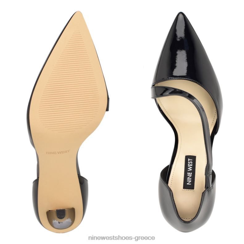 Nine West ιπτάμενες μυτερές αντλίες δακτύλων 2JJ4N1201 μαύρη πατέντα