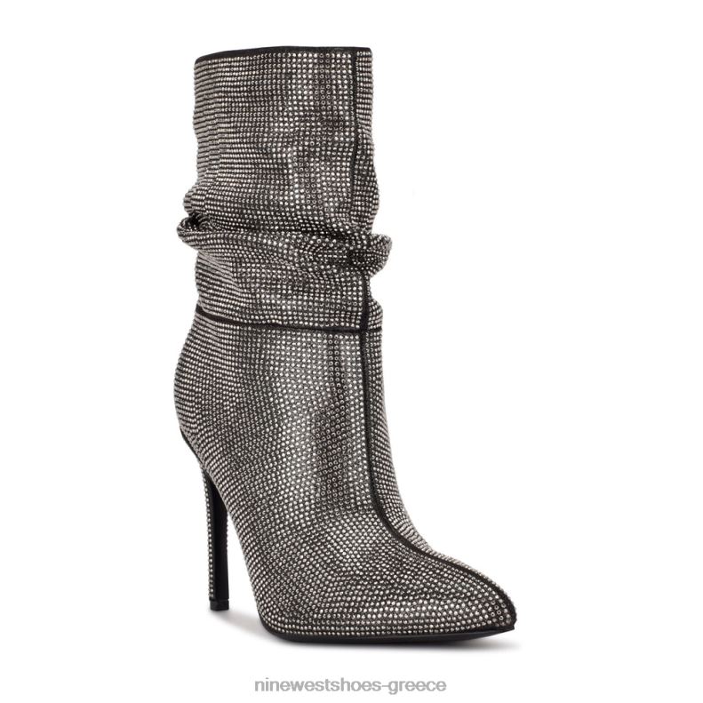 Nine West μποτάκια με φόρεμα jenn 2JJ4N1868 ασημί shimmer σουέτ