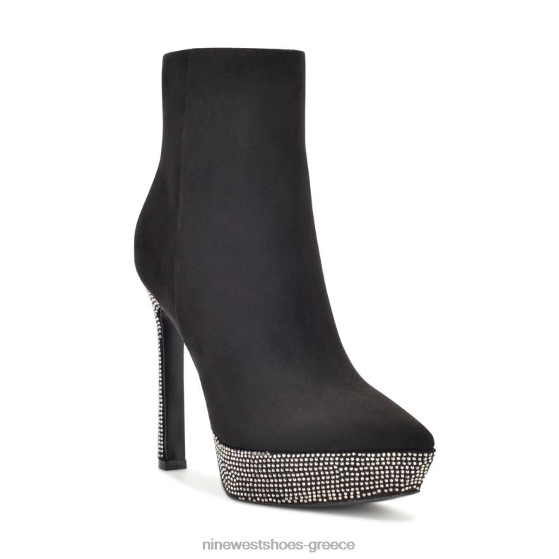 Nine West μποτάκια πλατφόρμα loraa 2JJ4N1869 μαύρο σουέτ στρας