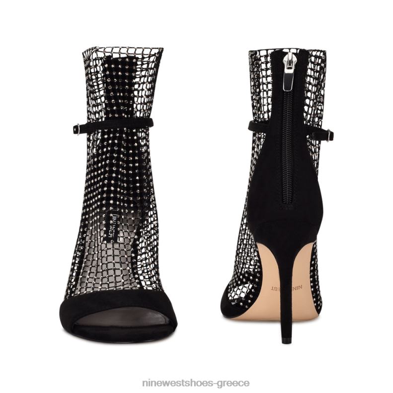 Nine West μποτάκια peep toe από διχτυωτό πλέγμα 2JJ4N1885 μαύρο στρας