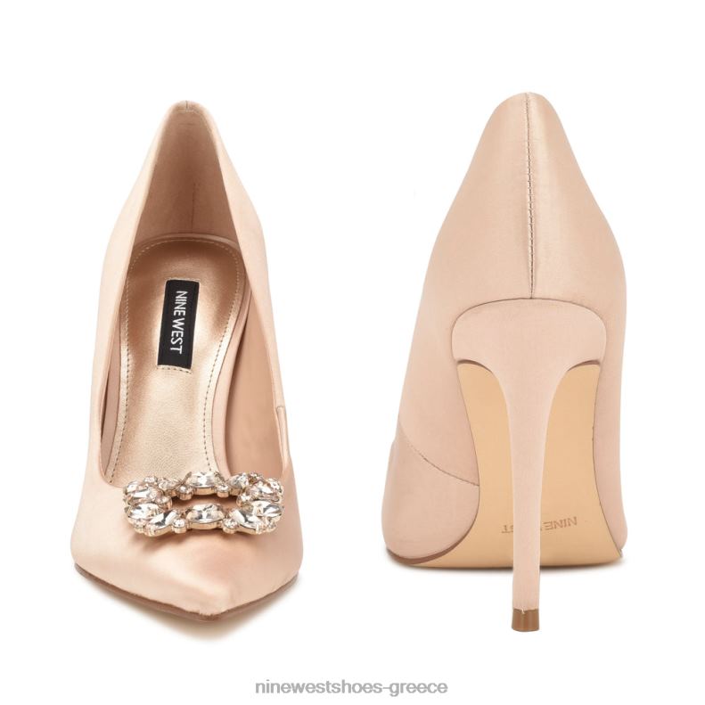 Nine West φανα μυτερές αντλίες για τα δάχτυλα 2JJ4N1290 γυμνό σατέν κρύσταλλο