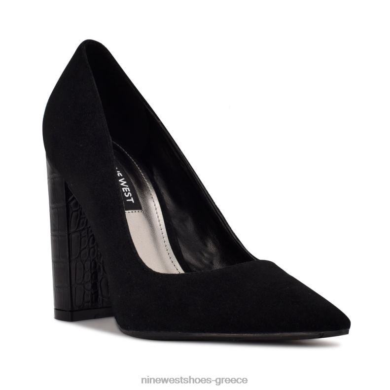 Nine West αντλίες φόρεμα ισχύος 2JJ4N1354 μαύρο σουέτ/ανάγλυφο κροκό