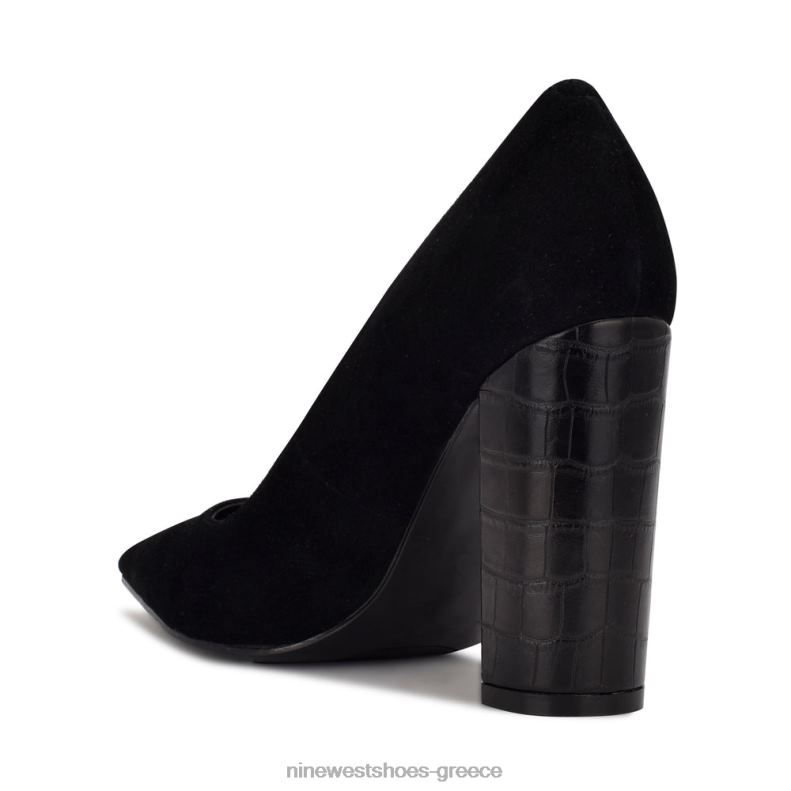 Nine West αντλίες φόρεμα ισχύος 2JJ4N1354 μαύρο σουέτ/ανάγλυφο κροκό