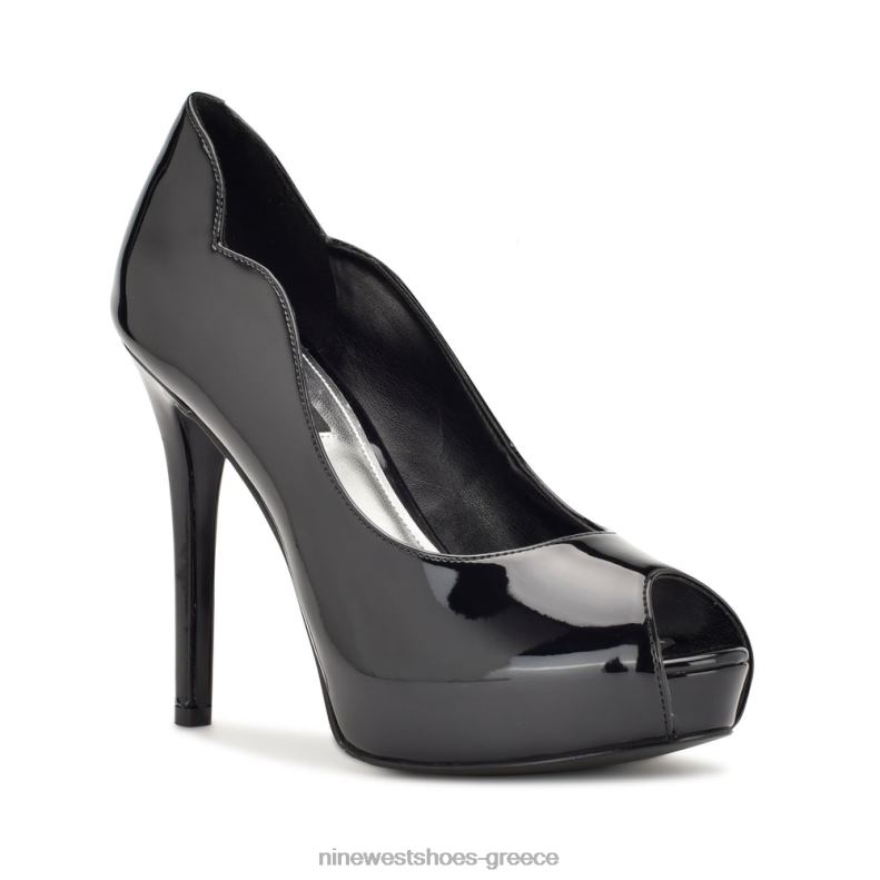 Nine West hilare αντλίες peep toe 2JJ4N1304 μαύρη πατέντα