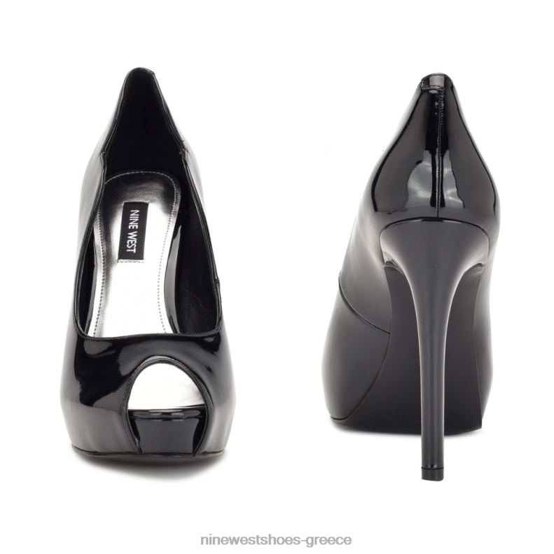 Nine West hilare αντλίες peep toe 2JJ4N1304 μαύρη πατέντα