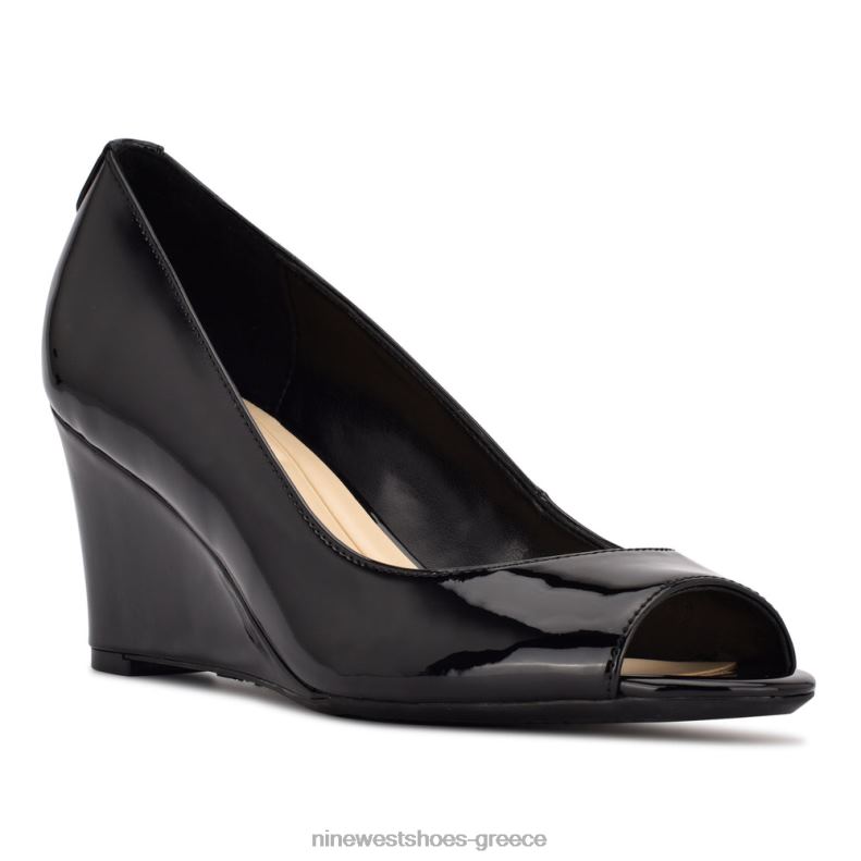 Nine West κάπα 9x9 φόρεμα σφήνες 2JJ4N1144 μαύρη πατέντα