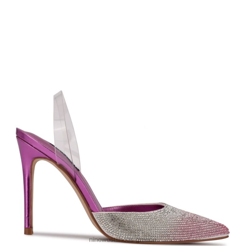 Nine West Fabry μυτερές αντλίες slingback 2JJ4N1910 ροζ μούλτι