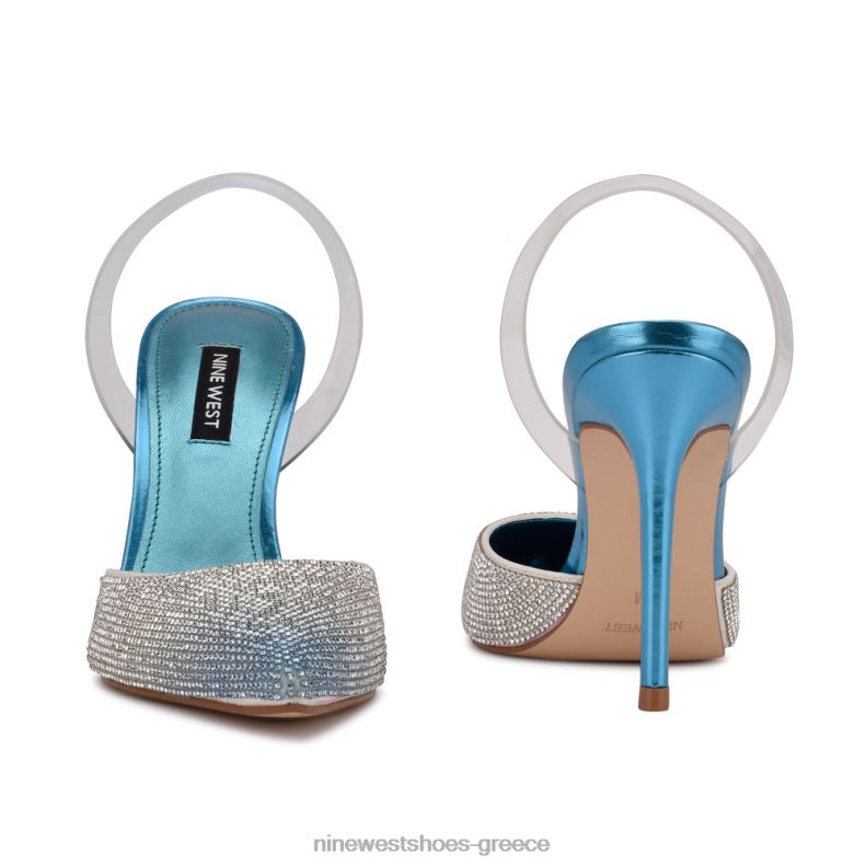 Nine West Fabry μυτερές αντλίες slingback 2JJ4N1911 μπλε πολυ