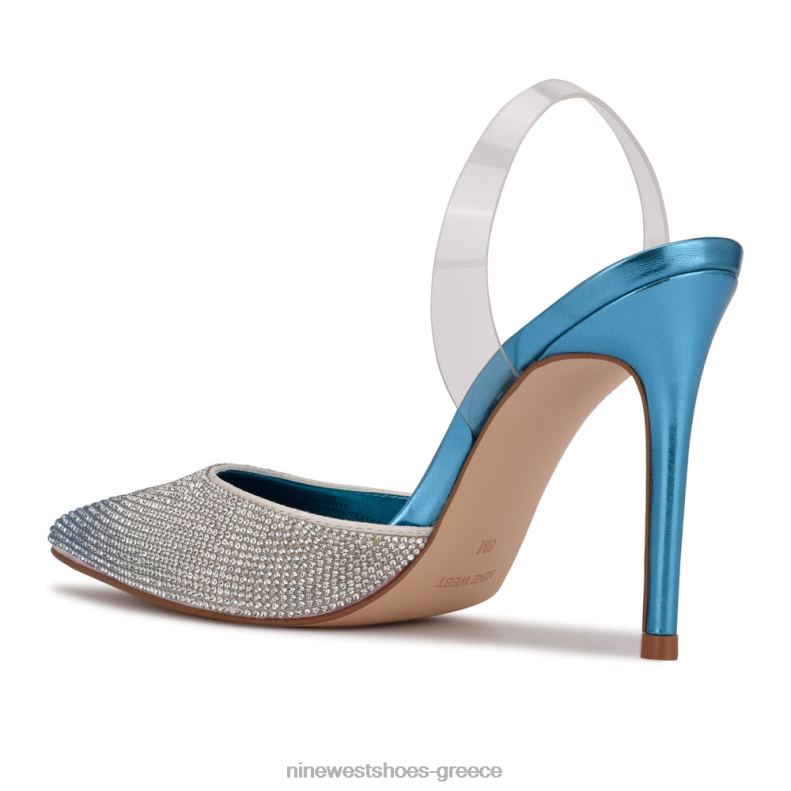 Nine West Fabry μυτερές αντλίες slingback 2JJ4N964 μπλε πολυ