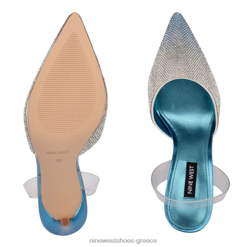 Nine West Fabry μυτερές αντλίες slingback 2JJ4N964 μπλε πολυ