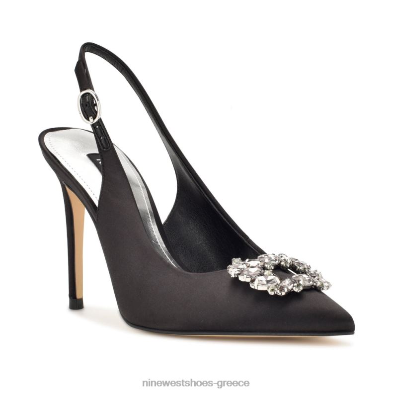 Nine West famey slingback αντλίες 2JJ4N1096 μαύρο σατέν κρύσταλλο