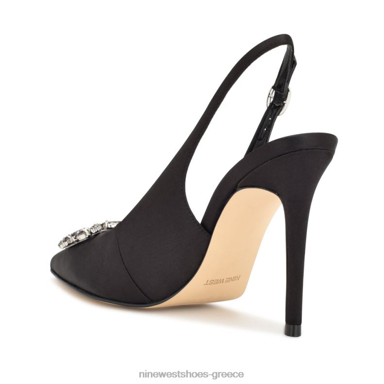 Nine West famey slingback αντλίες 2JJ4N1096 μαύρο σατέν κρύσταλλο