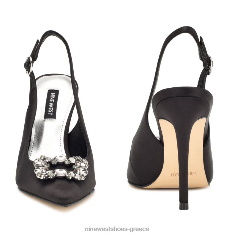 Nine West famey slingback αντλίες 2JJ4N1096 μαύρο σατέν κρύσταλλο