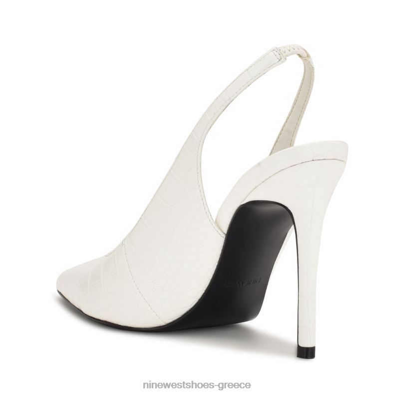 Nine West φτερά μυτερά δάχτυλα slingback αντλίες 2JJ4N1087 λευκό ανάγλυφο κρόκο