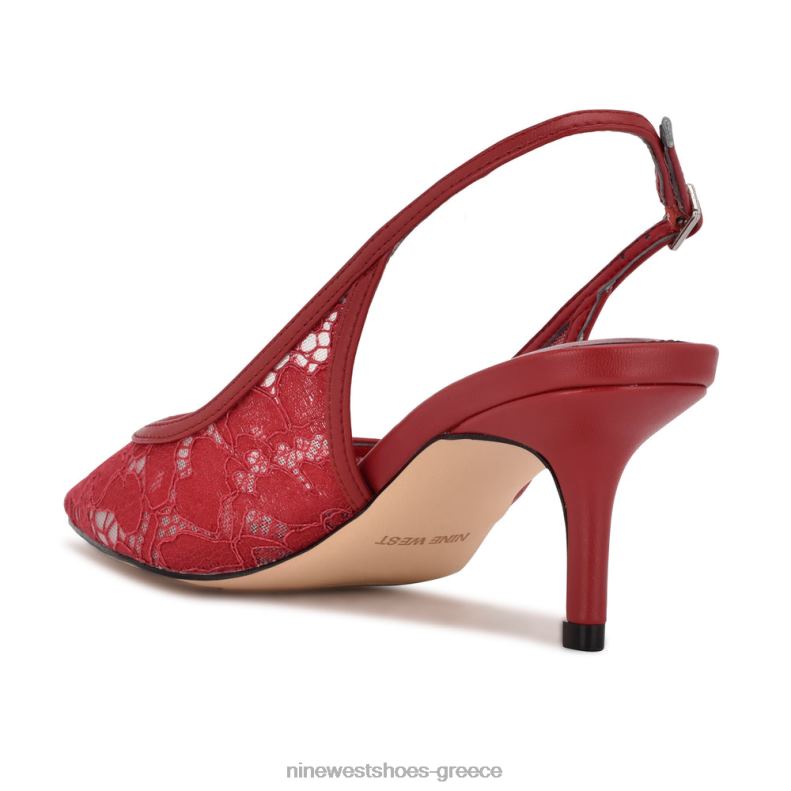 Nine West αρένα slingback τακούνια 2JJ4N1091 κόκκινη δαντέλα