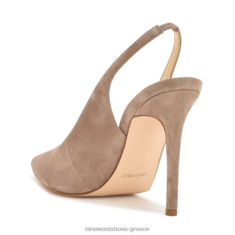 Nine West φτερά μυτερά δάχτυλα slingback αντλίες 2JJ4N1098 γκρι σουέντ