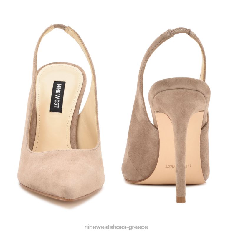 Nine West φτερά μυτερά δάχτυλα slingback αντλίες 2JJ4N1098 γκρι σουέντ