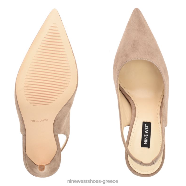 Nine West φτερά μυτερά δάχτυλα slingback αντλίες 2JJ4N1098 γκρι σουέντ