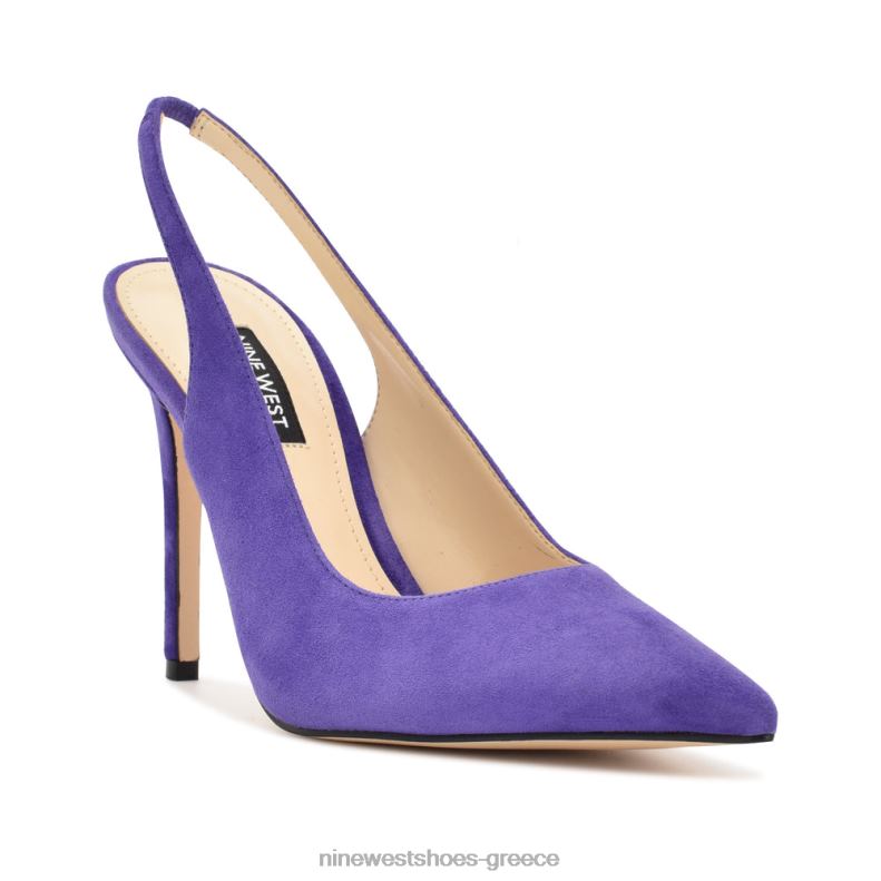 Nine West φτερά μυτερά δάχτυλα slingback αντλίες 2JJ4N1099 μωβ σουέτ