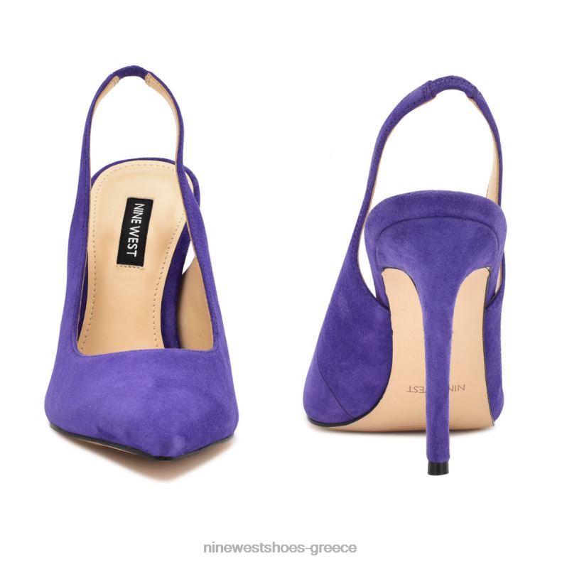 Nine West φτερά μυτερά δάχτυλα slingback αντλίες 2JJ4N1099 μωβ σουέτ