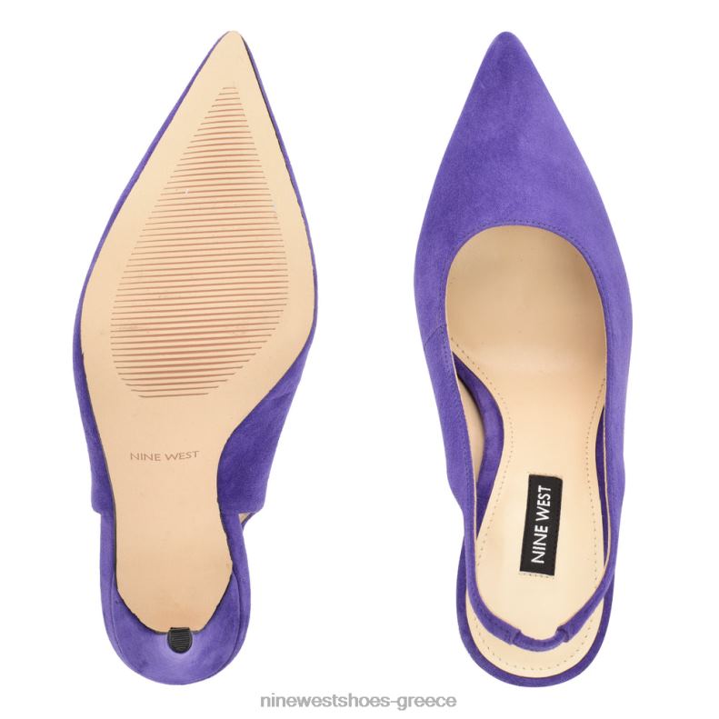 Nine West φτερά μυτερά δάχτυλα slingback αντλίες 2JJ4N1099 μωβ σουέτ