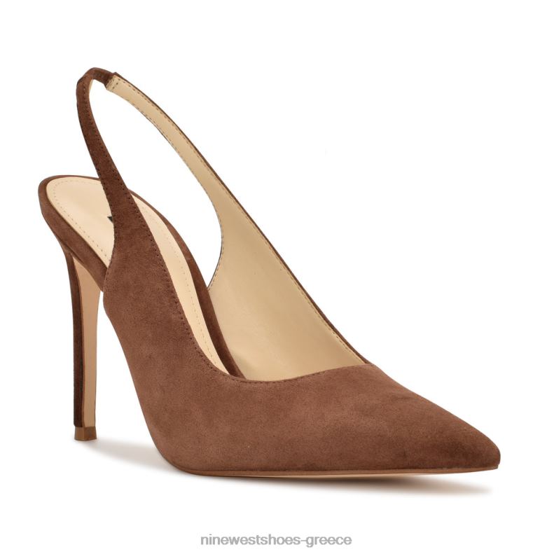 Nine West φτερά μυτερά δάχτυλα slingback αντλίες 2JJ4N1100 μεσαίο καφέ σουέτ