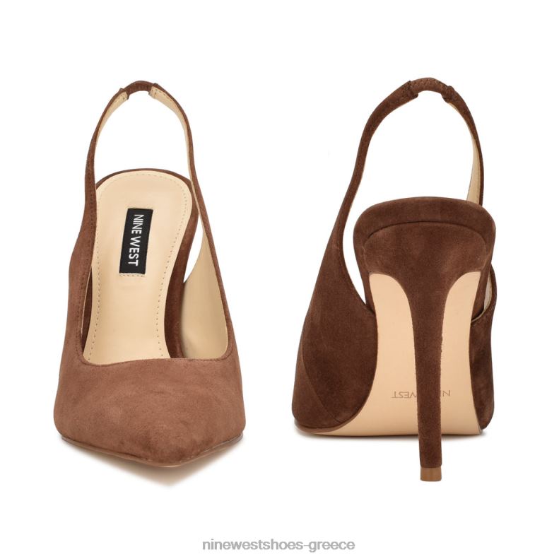 Nine West φτερά μυτερά δάχτυλα slingback αντλίες 2JJ4N1100 μεσαίο καφέ σουέτ