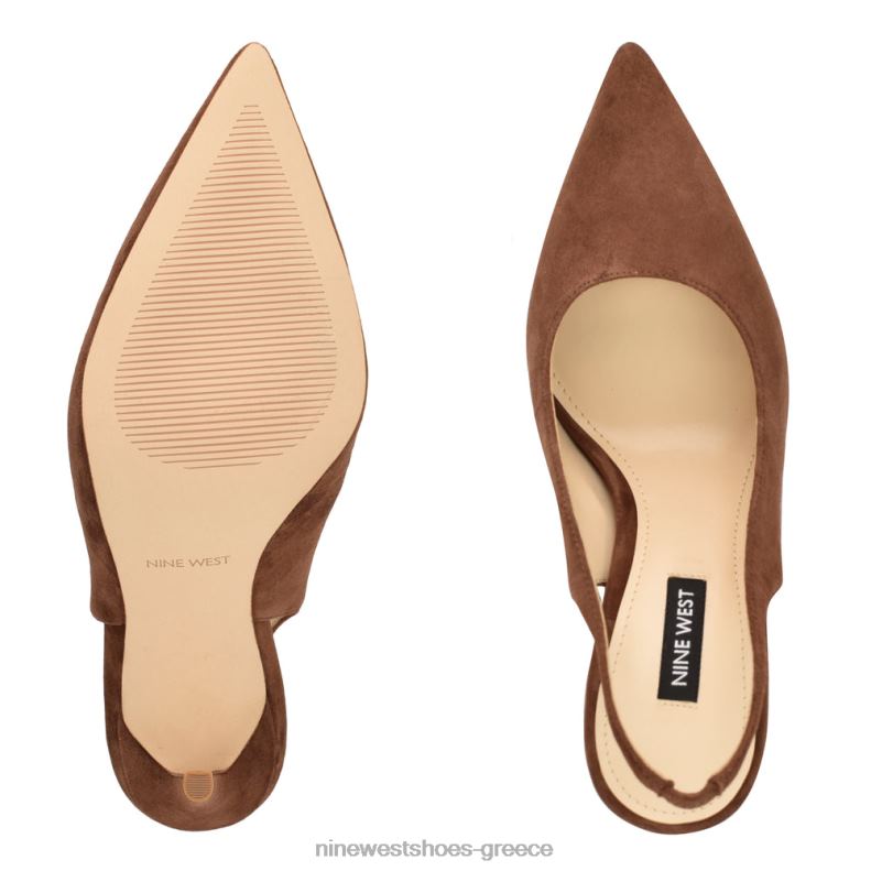 Nine West φτερά μυτερά δάχτυλα slingback αντλίες 2JJ4N1100 μεσαίο καφέ σουέτ