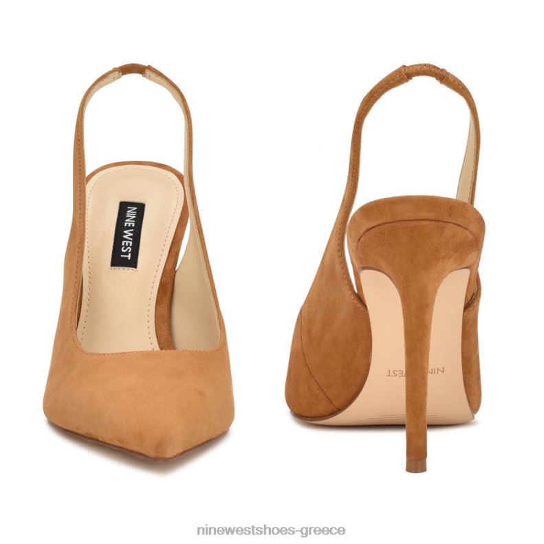 Nine West φτερά μυτερά δάχτυλα slingback αντλίες 2JJ4N1101 σκούρο φυσικό σουέτ