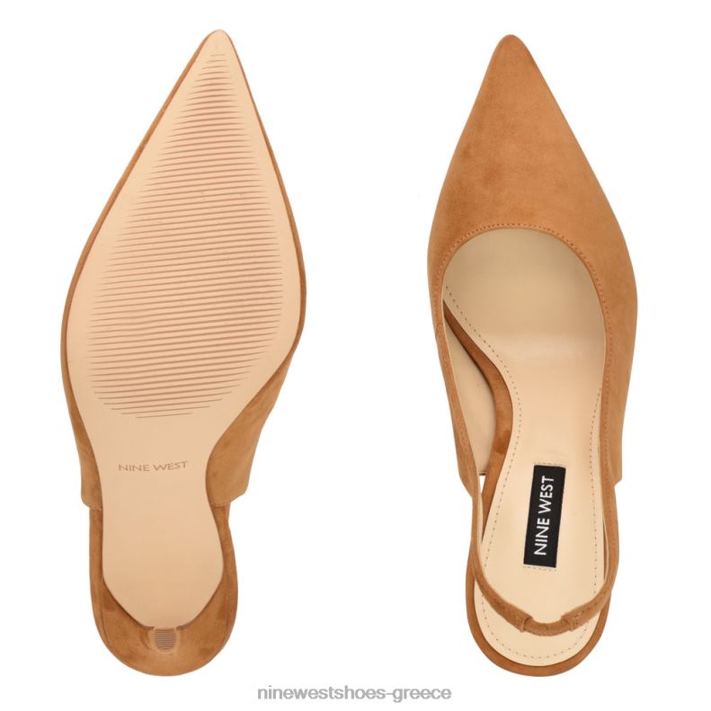 Nine West φτερά μυτερά δάχτυλα slingback αντλίες 2JJ4N1101 σκούρο φυσικό σουέτ