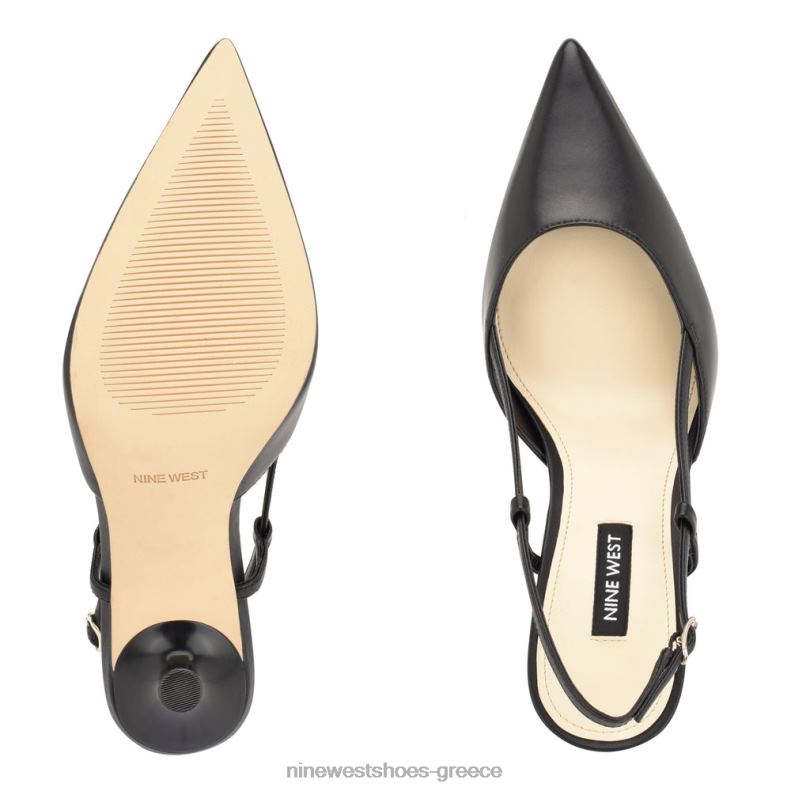 Nine West αντλίες πέους slingback 2JJ4N1395 μαύρο δέρμα