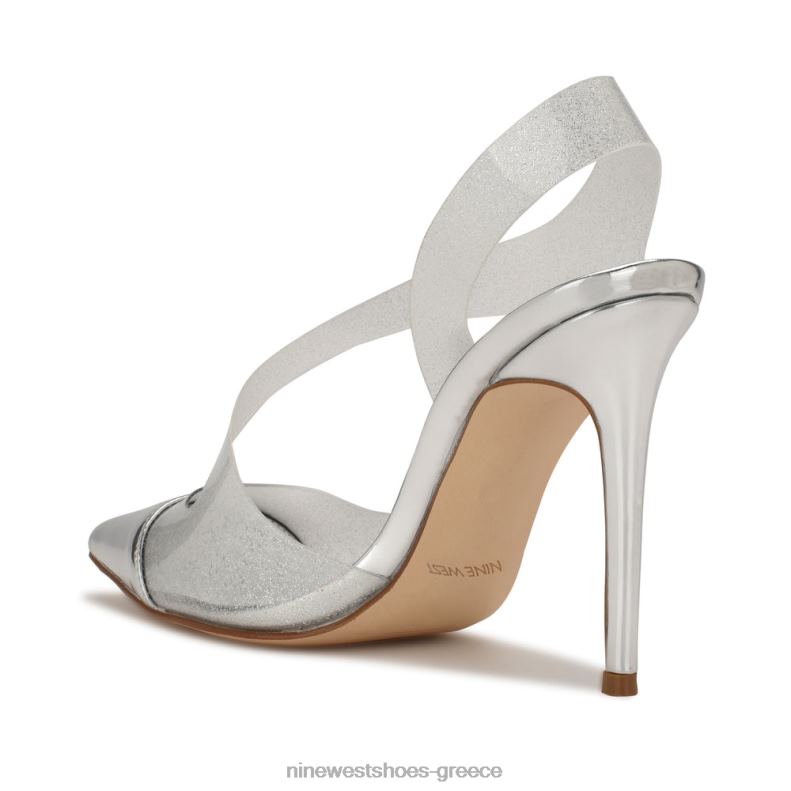 Nine West άψογες μυτερές αντλίες slingback 2JJ4N1409 ασημί/διαφανές