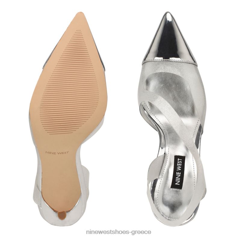 Nine West άψογες μυτερές αντλίες slingback 2JJ4N1409 ασημί/διαφανές