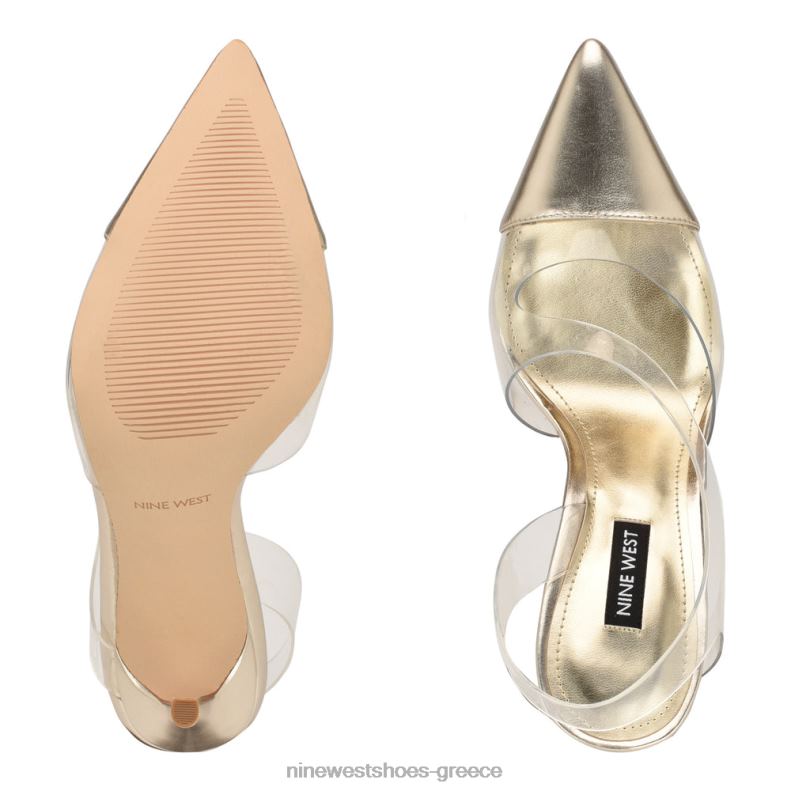 Nine West άψογες μυτερές αντλίες slingback 2JJ4N1410 πλατινένιος/καθαρός