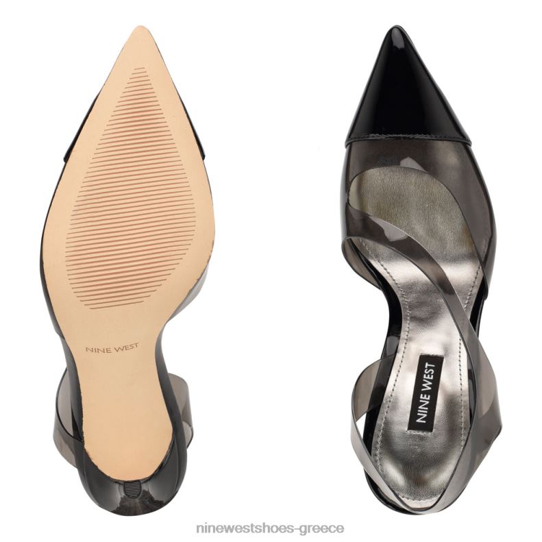 Nine West άψογες μυτερές αντλίες slingback 2JJ4N1412 μαύρος καπνός