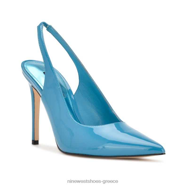 Nine West φτερά μυτερά δάχτυλα slingback αντλίες 2JJ4N1569 μπλε πατέντα