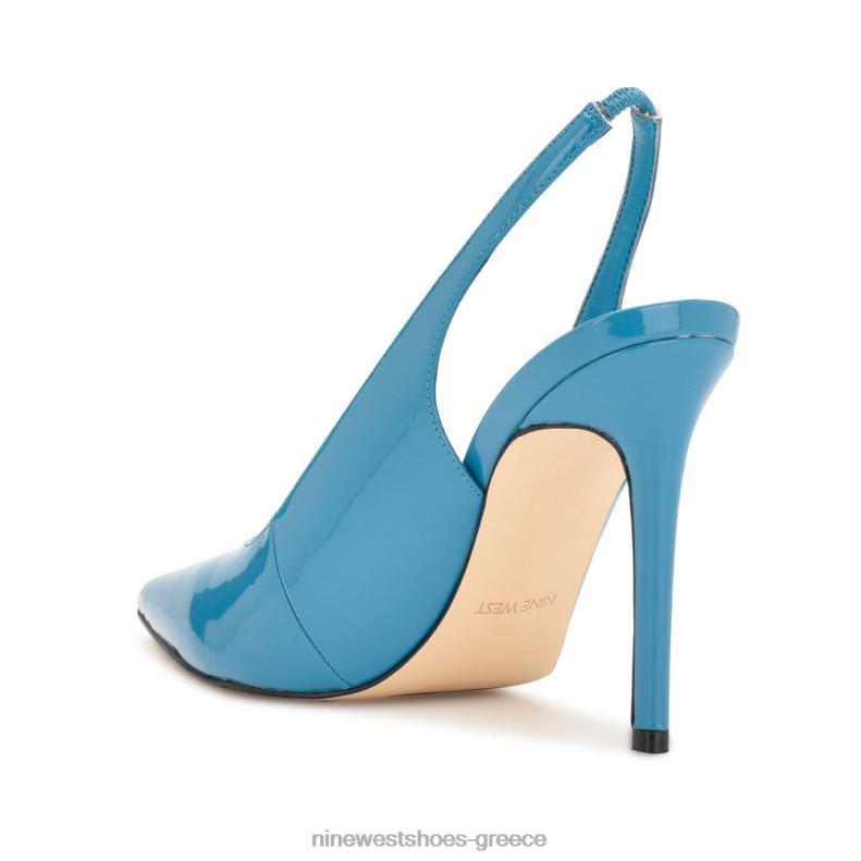 Nine West φτερά μυτερά δάχτυλα slingback αντλίες 2JJ4N1569 μπλε πατέντα