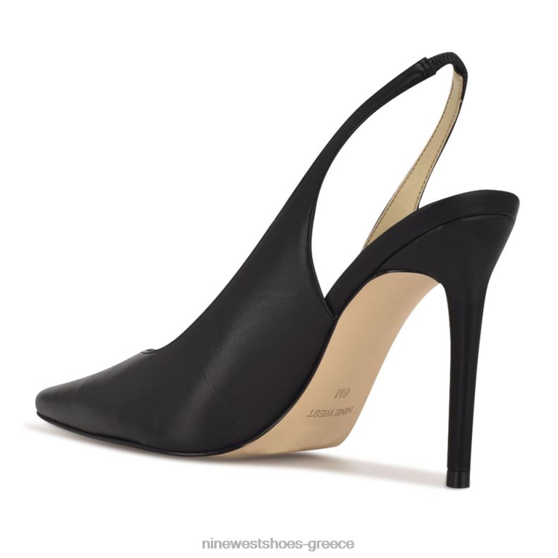 Nine West φτερά μυτερά δάχτυλα slingback αντλίες 2JJ4N1573 μαύρο δέρμα