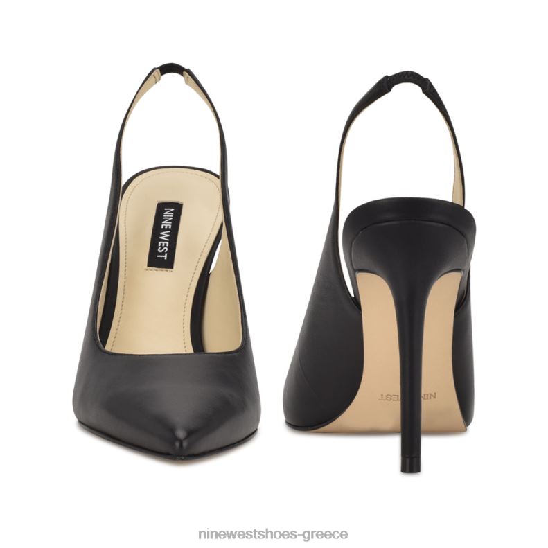 Nine West φτερά μυτερά δάχτυλα slingback αντλίες 2JJ4N1573 μαύρο δέρμα