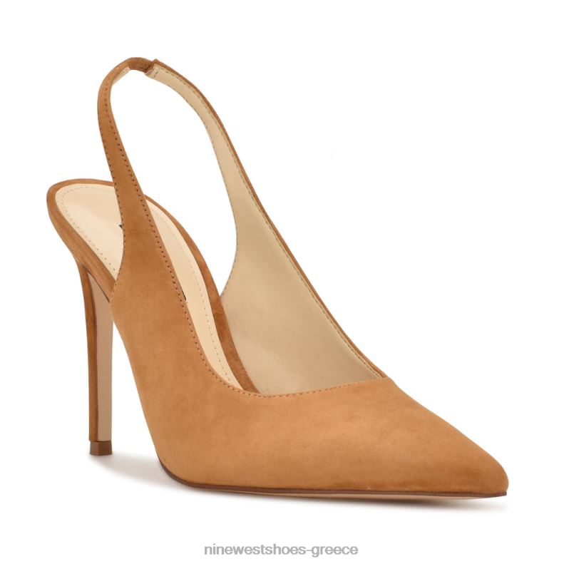 Nine West φτερά μυτερά δάχτυλα slingback αντλίες 2JJ4N1628 σκούρο φυσικό σουέτ