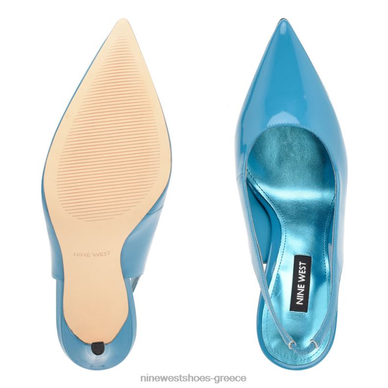 Nine West φτερά μυτερά δάχτυλα slingback αντλίες 2JJ4N901 μπλε πατέντα