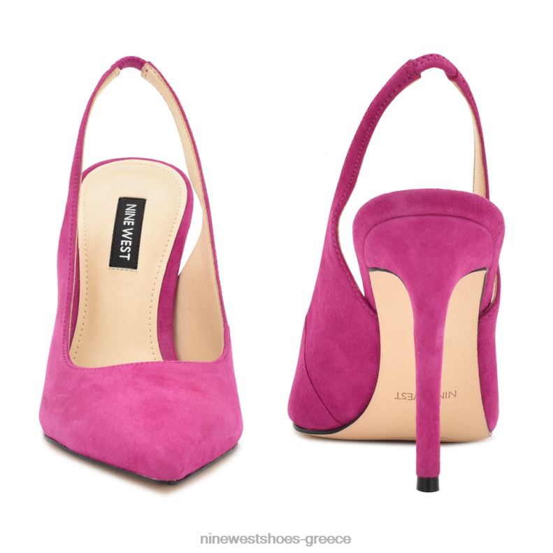 Nine West φτερά μυτερά δάχτυλα slingback αντλίες 2JJ4N924 ροζ σουέτ