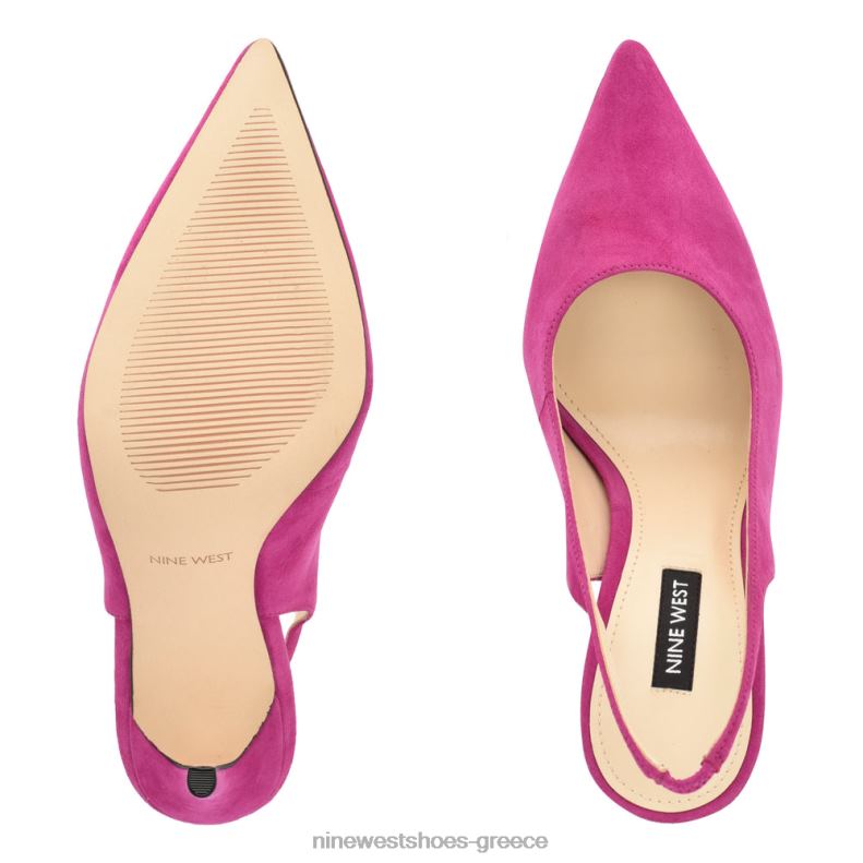 Nine West φτερά μυτερά δάχτυλα slingback αντλίες 2JJ4N924 ροζ σουέτ