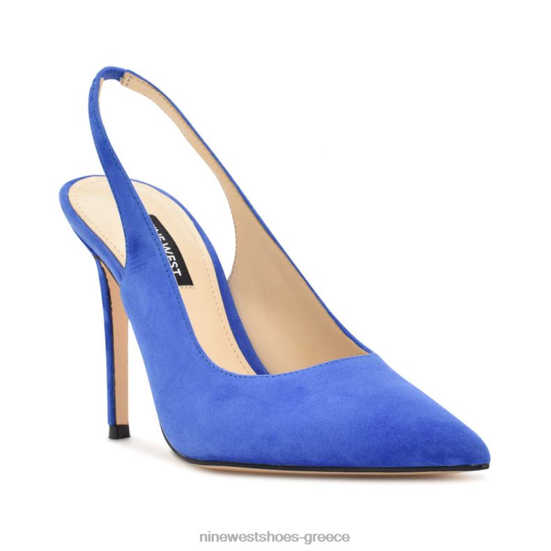 Nine West φτερά μυτερά δάχτυλα slingback αντλίες 2JJ4N925 μεσαίο μπλε σουέτ