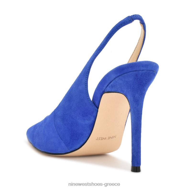 Nine West φτερά μυτερά δάχτυλα slingback αντλίες 2JJ4N925 μεσαίο μπλε σουέτ